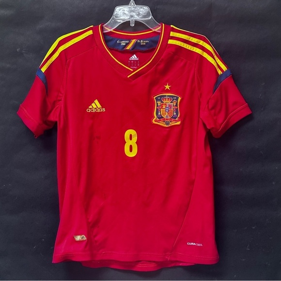 Adidas Spain National Team Red Yellow Soccer Jersey - Picture 1 of 9